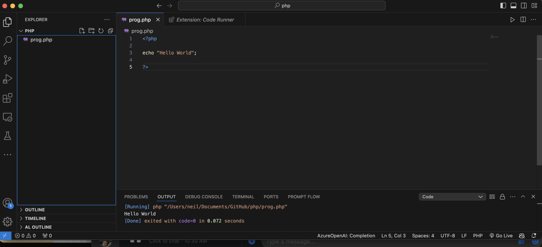 using Code Runner