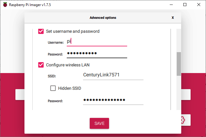 I used 'pi' as the admin username