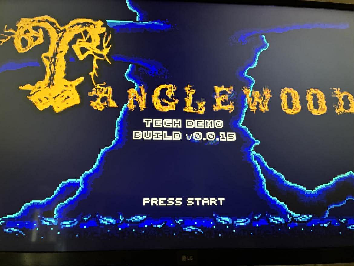 The Tanglewood tech demo title screen — a homebrew Mega Drive game