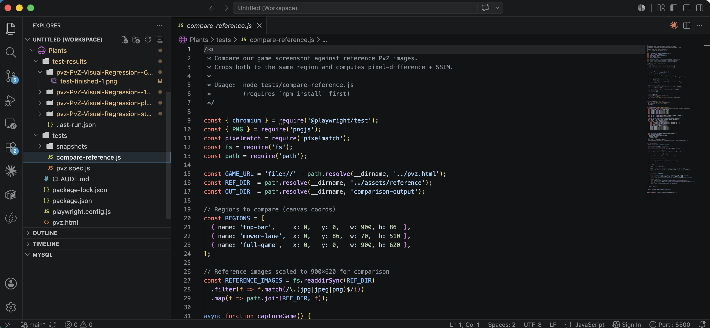 I reviewed the compare-reference.js script Claude Code wrote to crop matching regions and compute pixel-difference SSIM scores