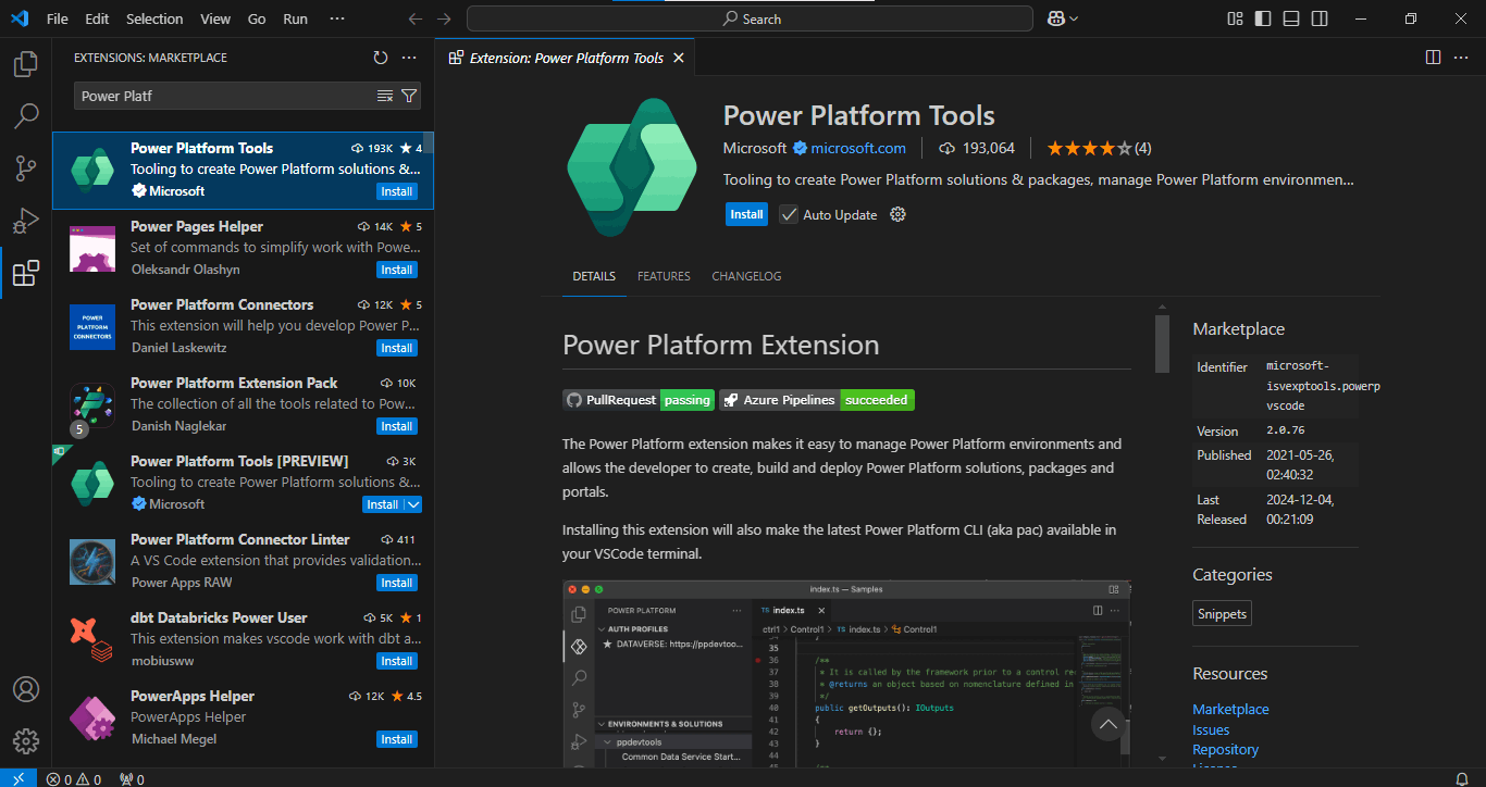 Install the Power Platform Tools Visual Studio Code Extension