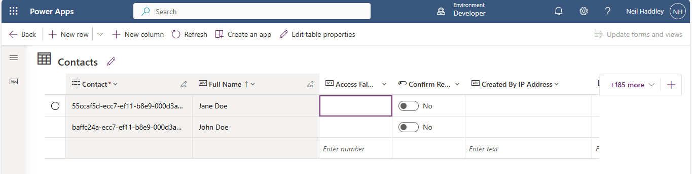 Notice the unique Contact id values assigned to each Contact