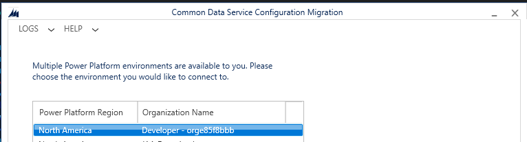 I selected the Developer environment