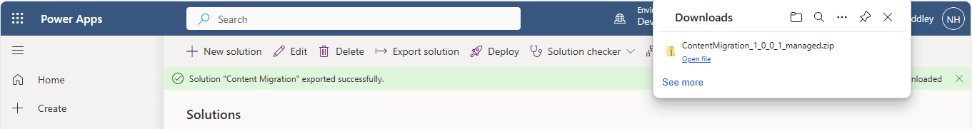 I downloaded the exported solution