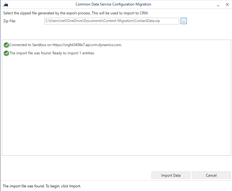I imported the Contact data into the Sandbox environment