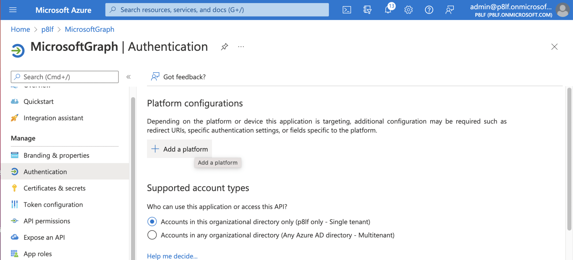 I clicked the "+ Add a platform" link