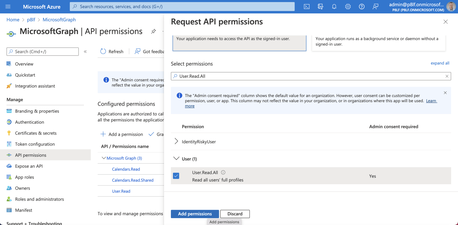 Adding the "User.Read.All" permission