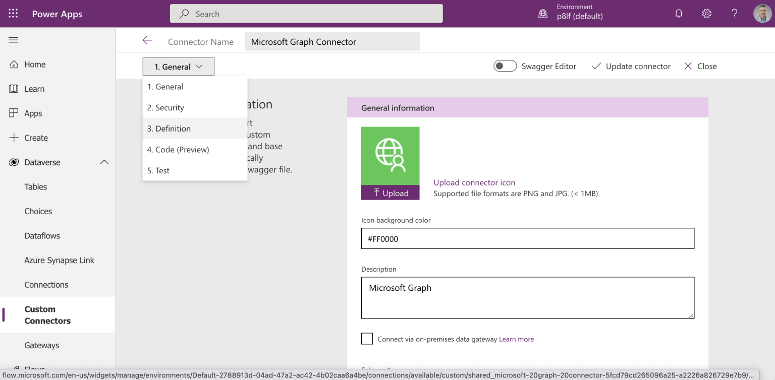 Edit the Custom Connection