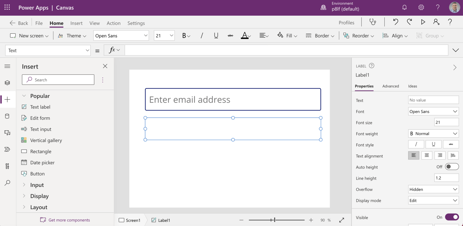 I added a Text input and a Text label