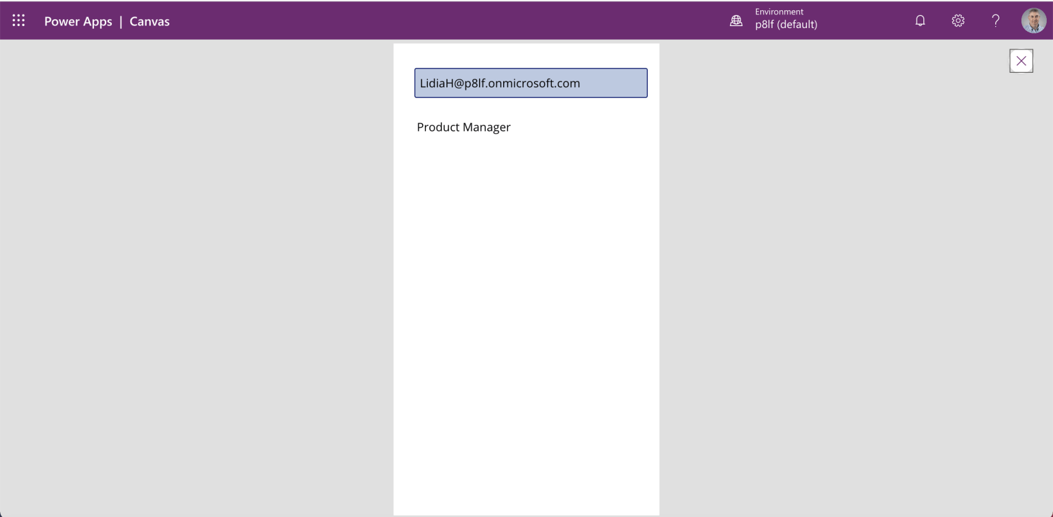 The user's job title was displayed