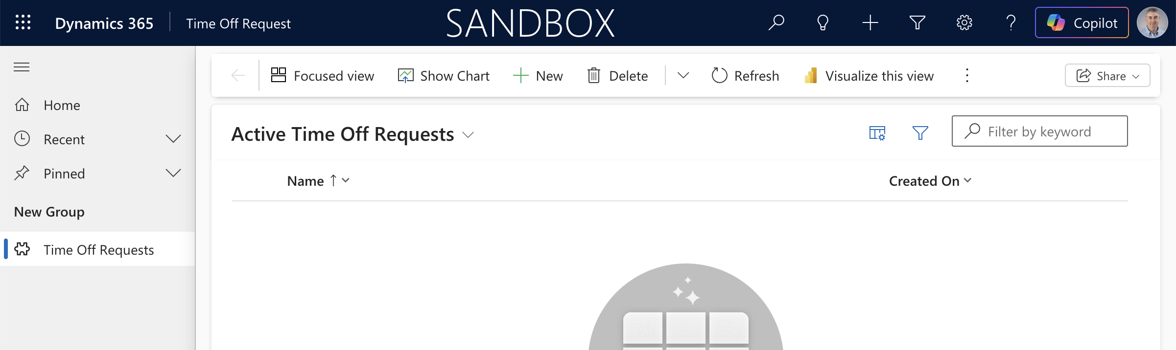 After confirming, the Active view was empty — the record had been deactivated with no reason captured.