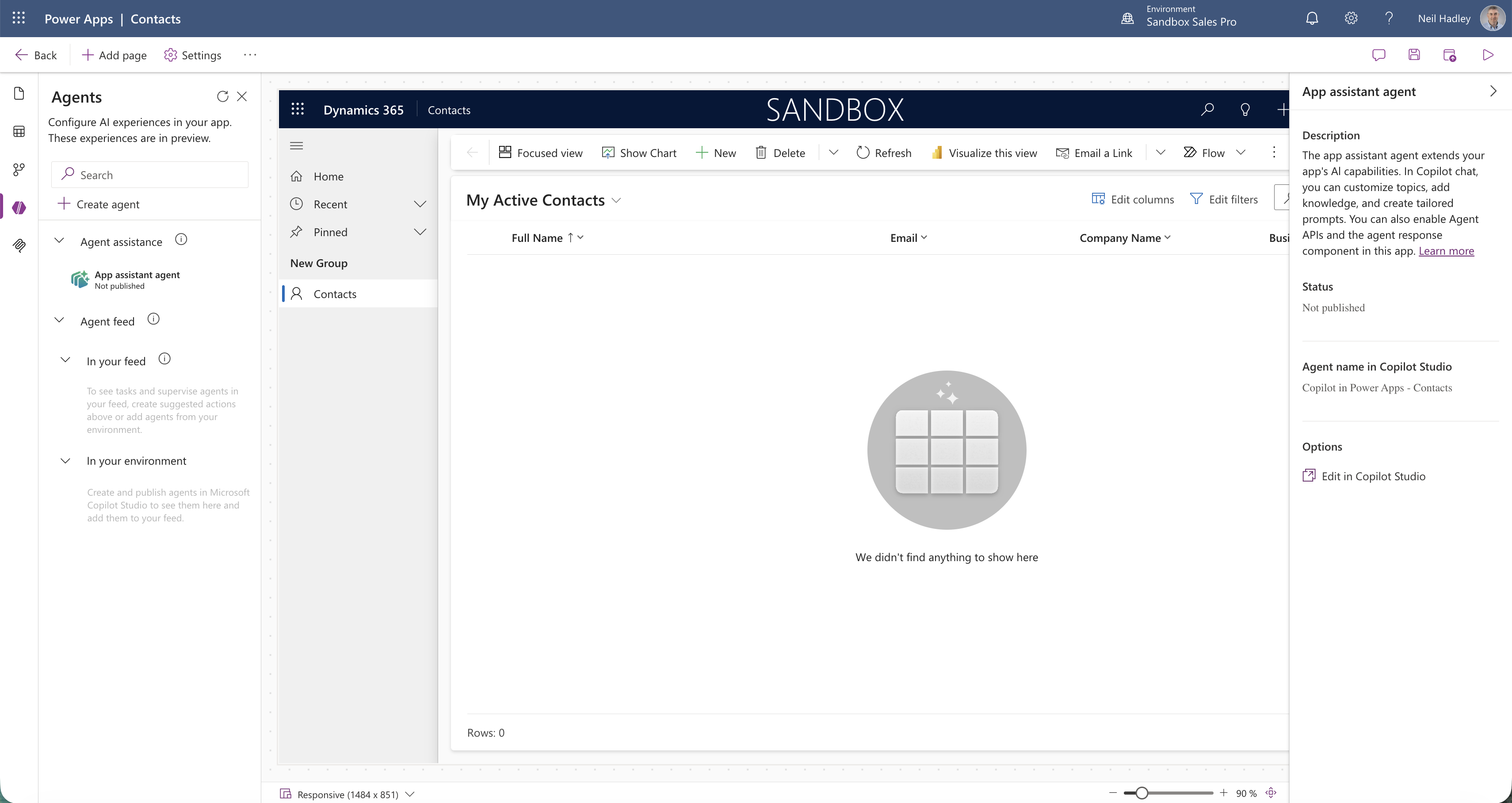 The agent details showed an Edit in Copilot Studio option