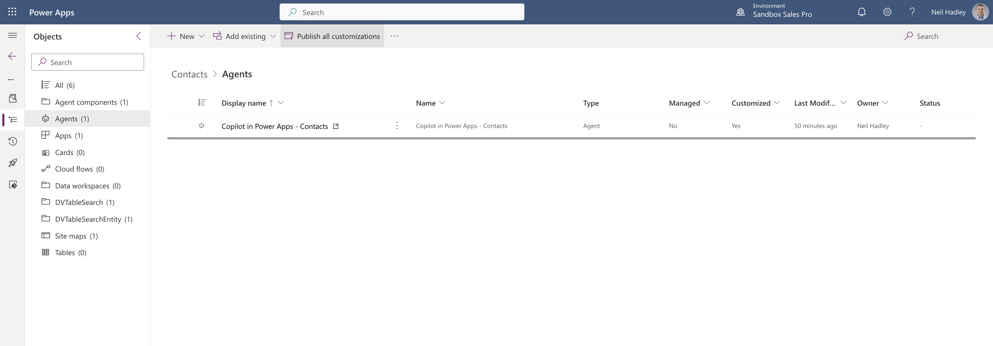 The customised agent was listed in the solution ready to be shipped with it