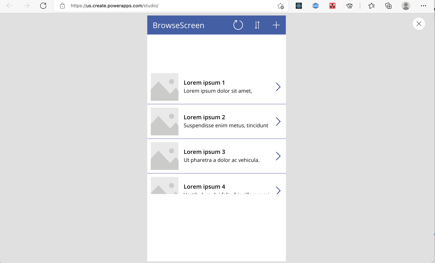 Sample data is displayed in the gallery. Click the refresh button to update the colBooks collection