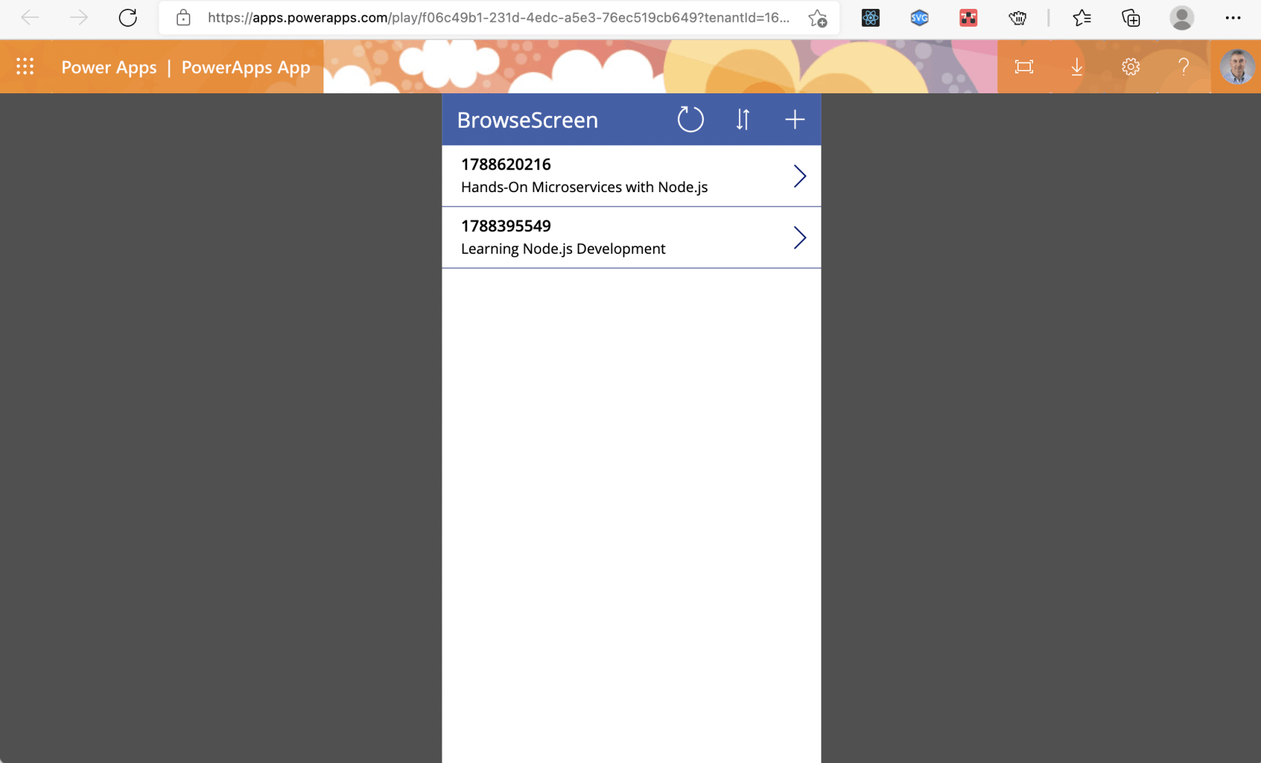 Two items returned by API