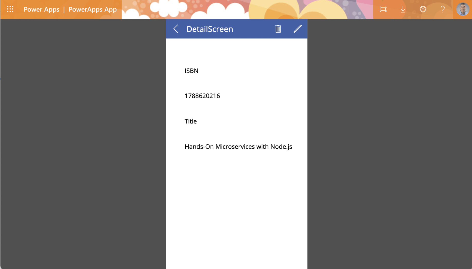 Details of first item. Delete button clicked.
