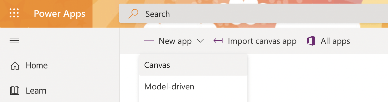 + New app | Canvas