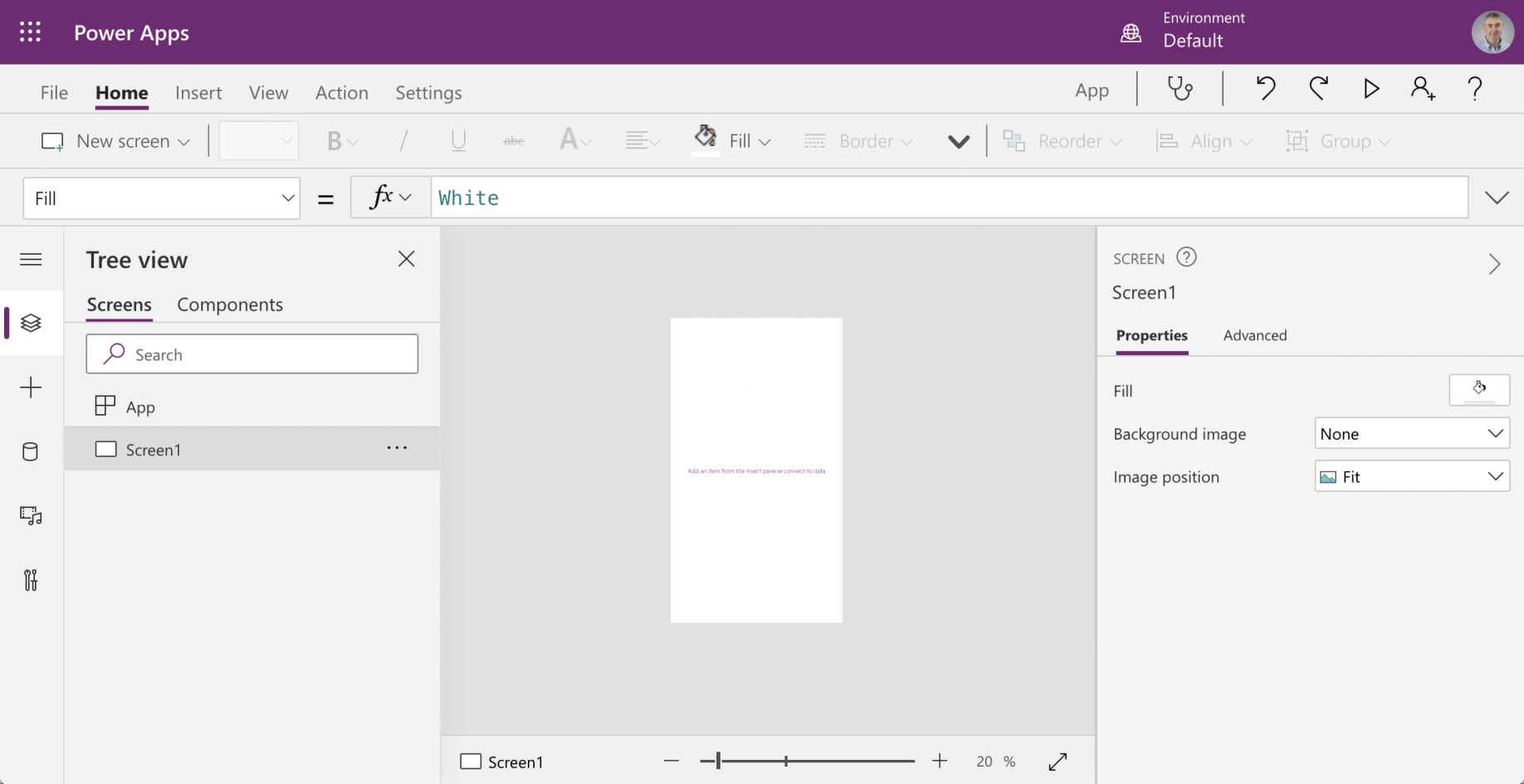 Blank app App with Screen "Screen1"