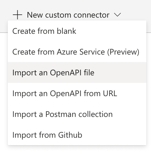 Select the Import an OpenAPI file option