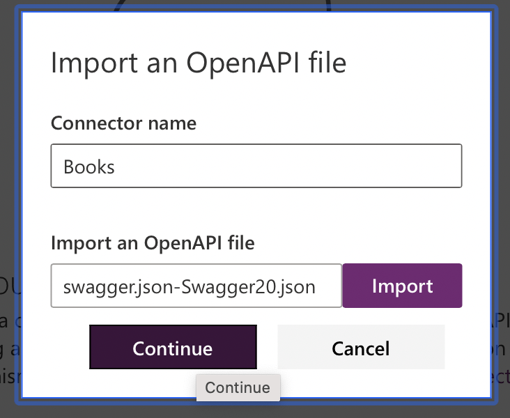 Import the API description (openapi version 2)