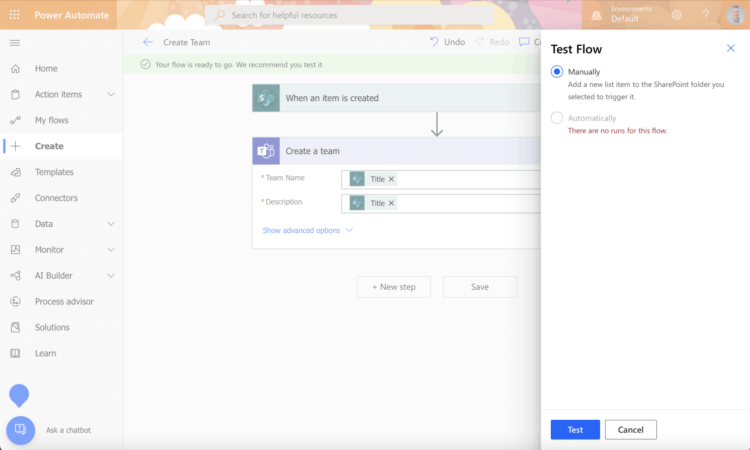 Test the flow