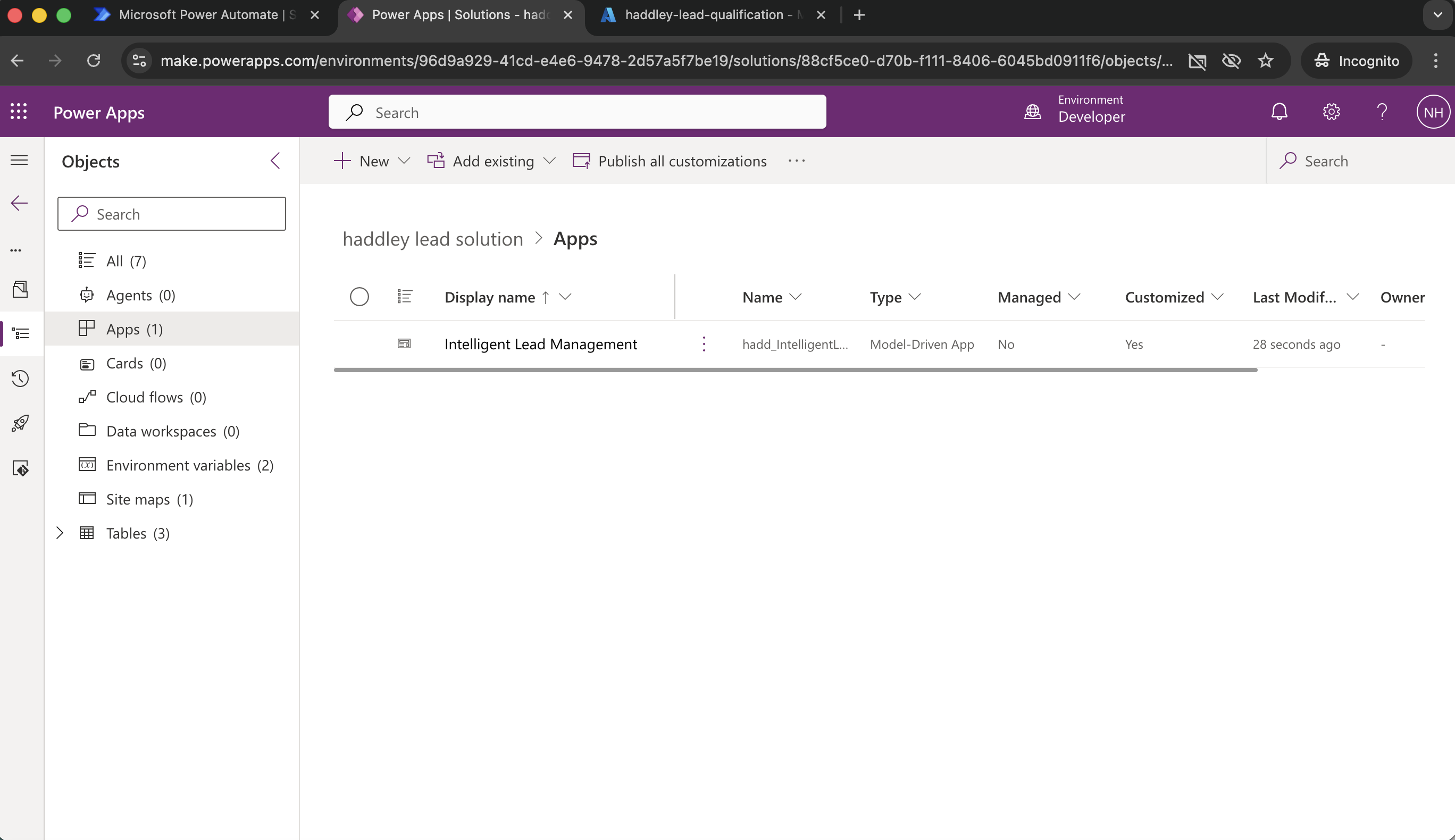 The app was added to the solution