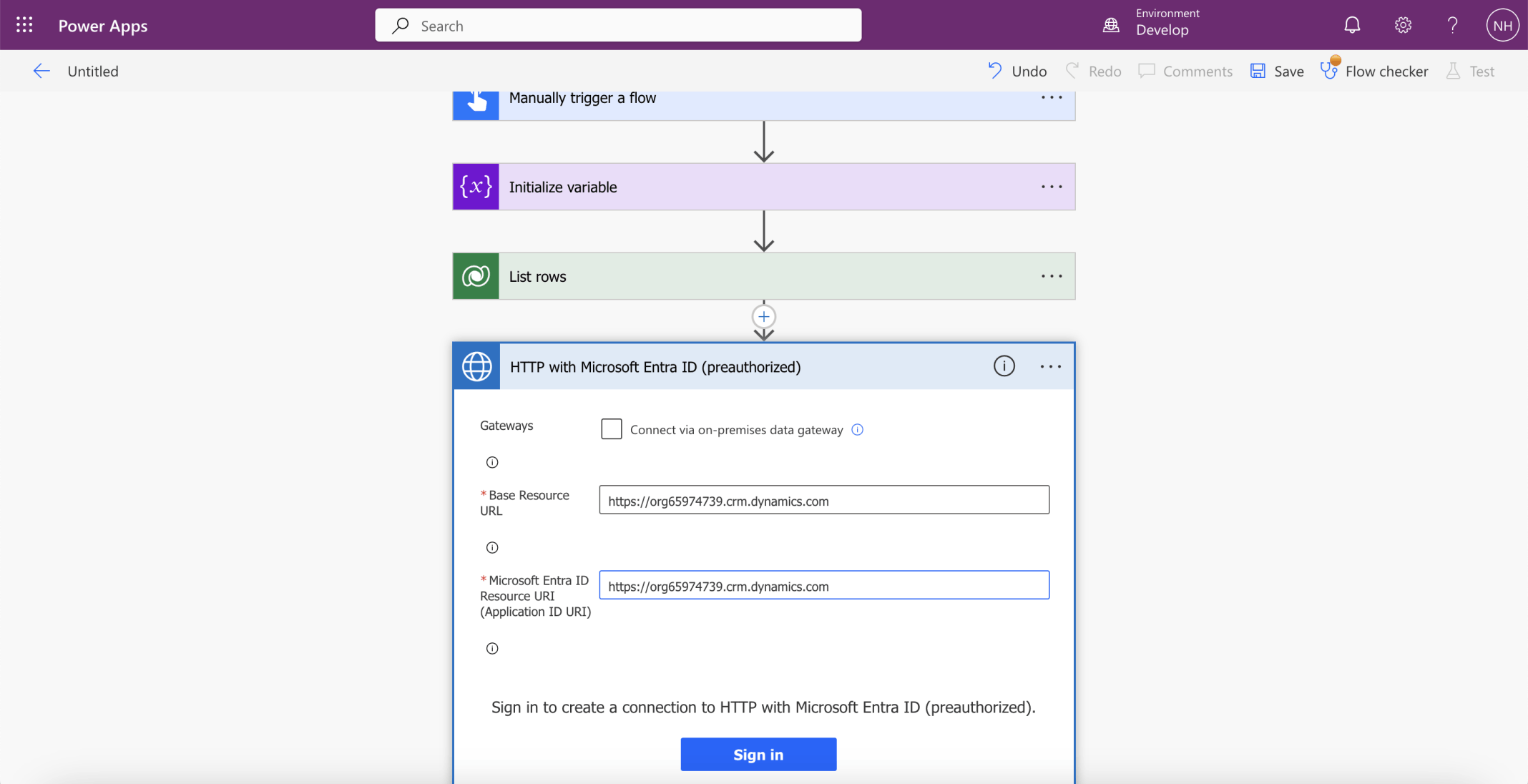 I entered the report's base resource url twice (my unique https://XXX.crm.dynamics.com url)