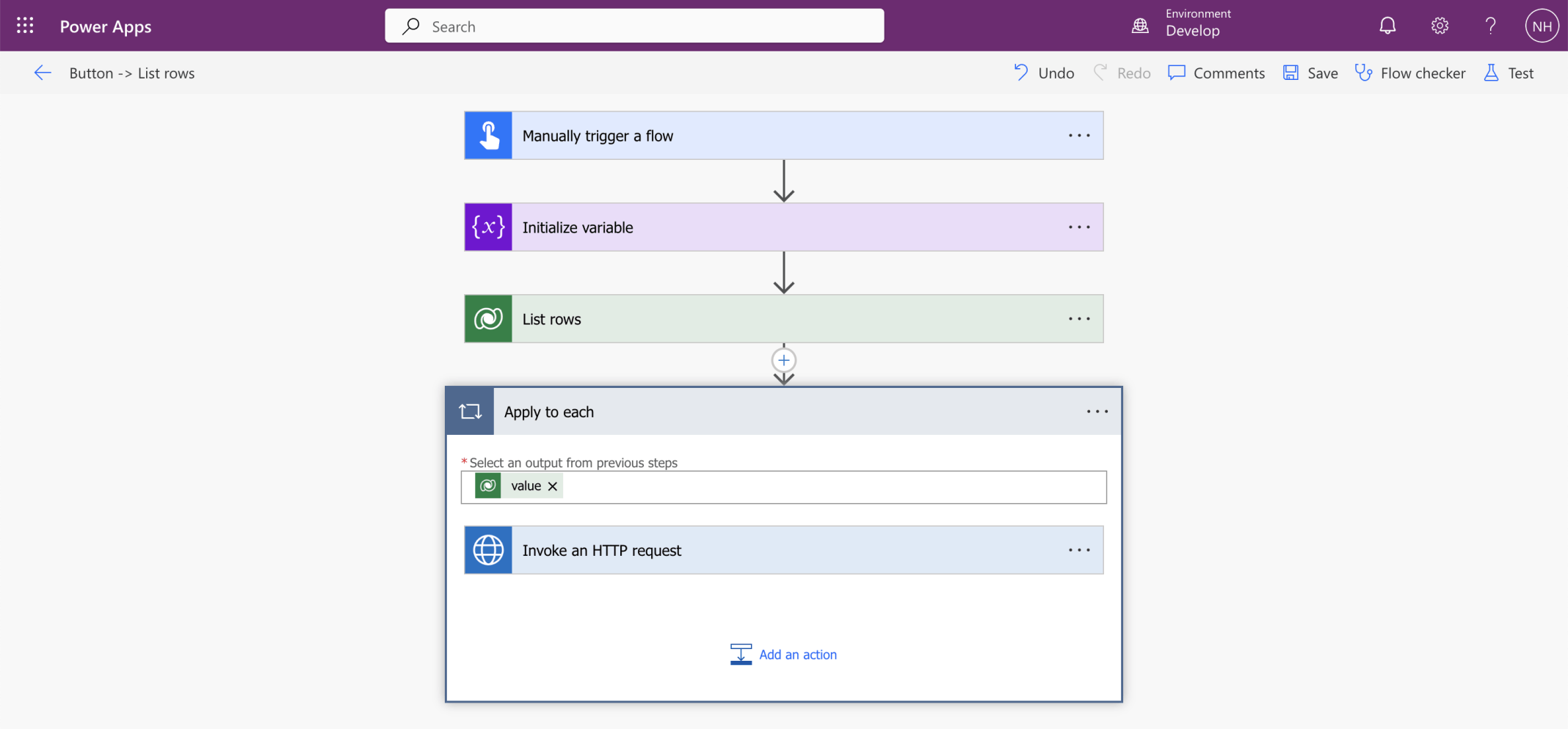 The flow designer automagically added the Apply to each action