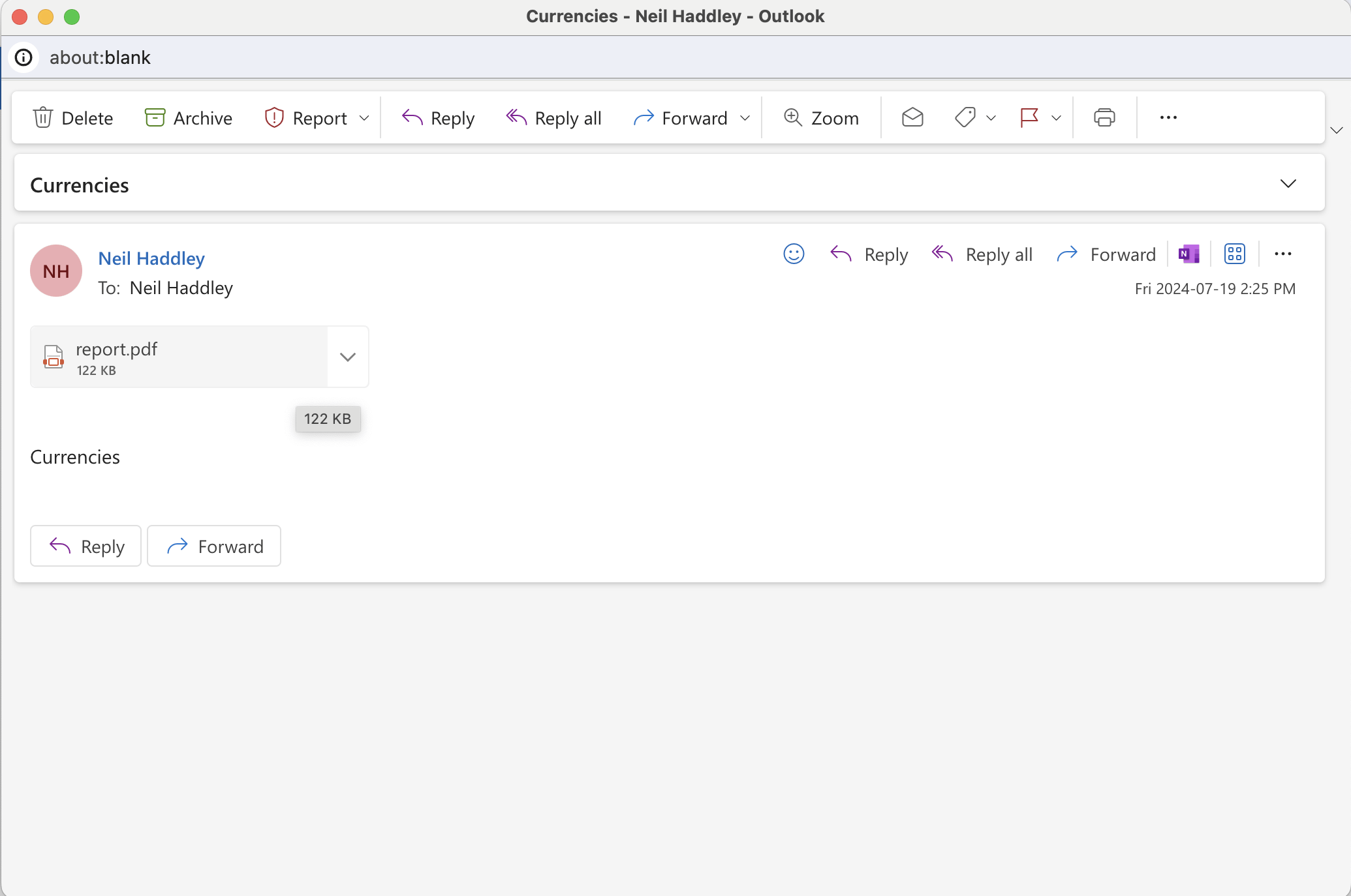 When I run the flow this email is received