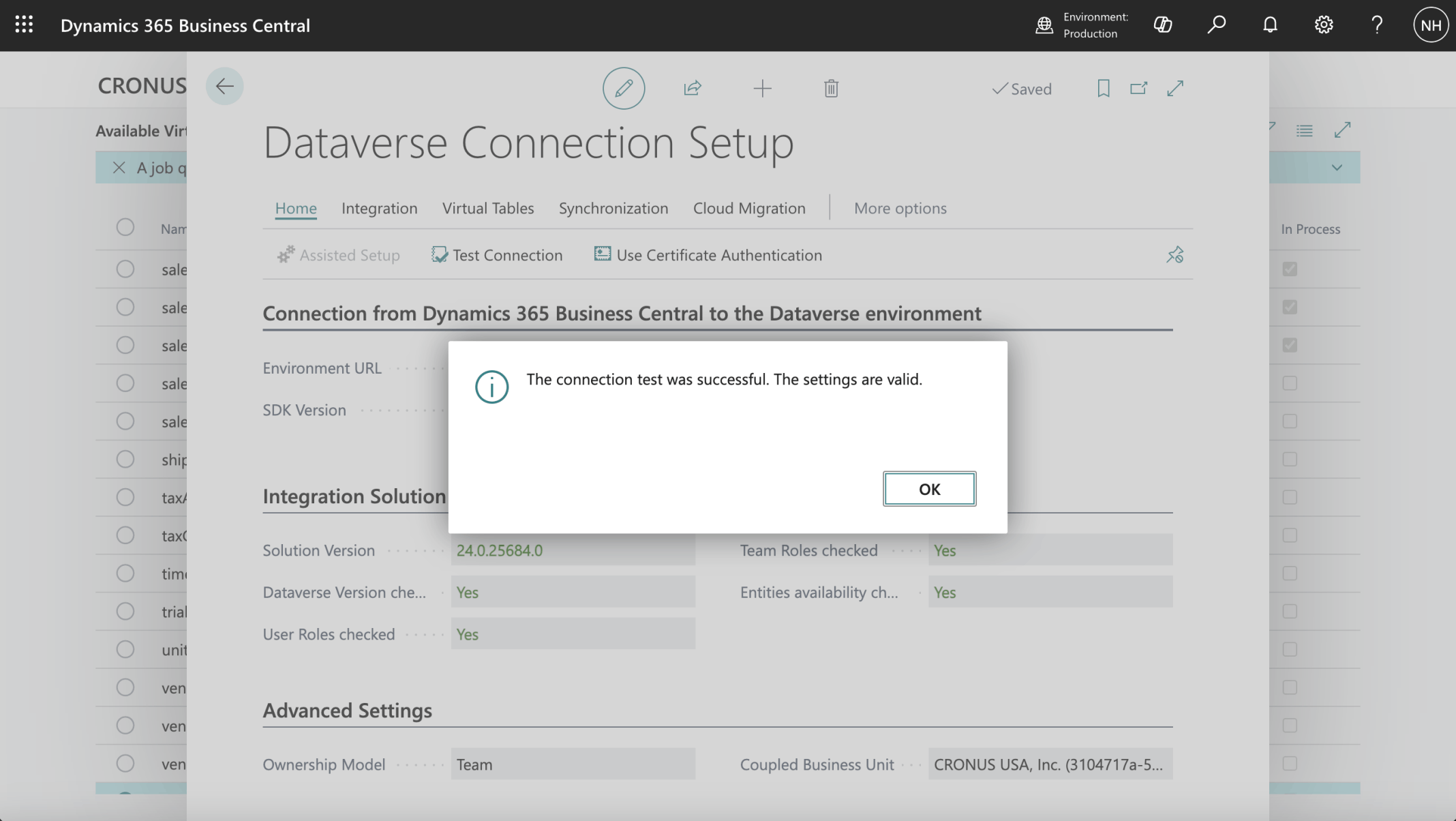 I clicked the Test Connection button