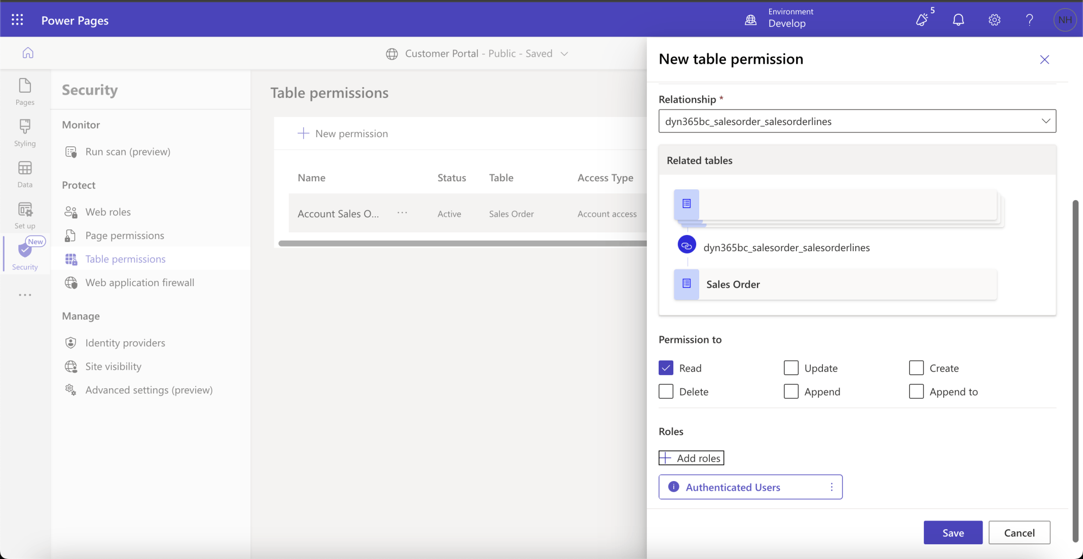 I selected the Authenticated Users role