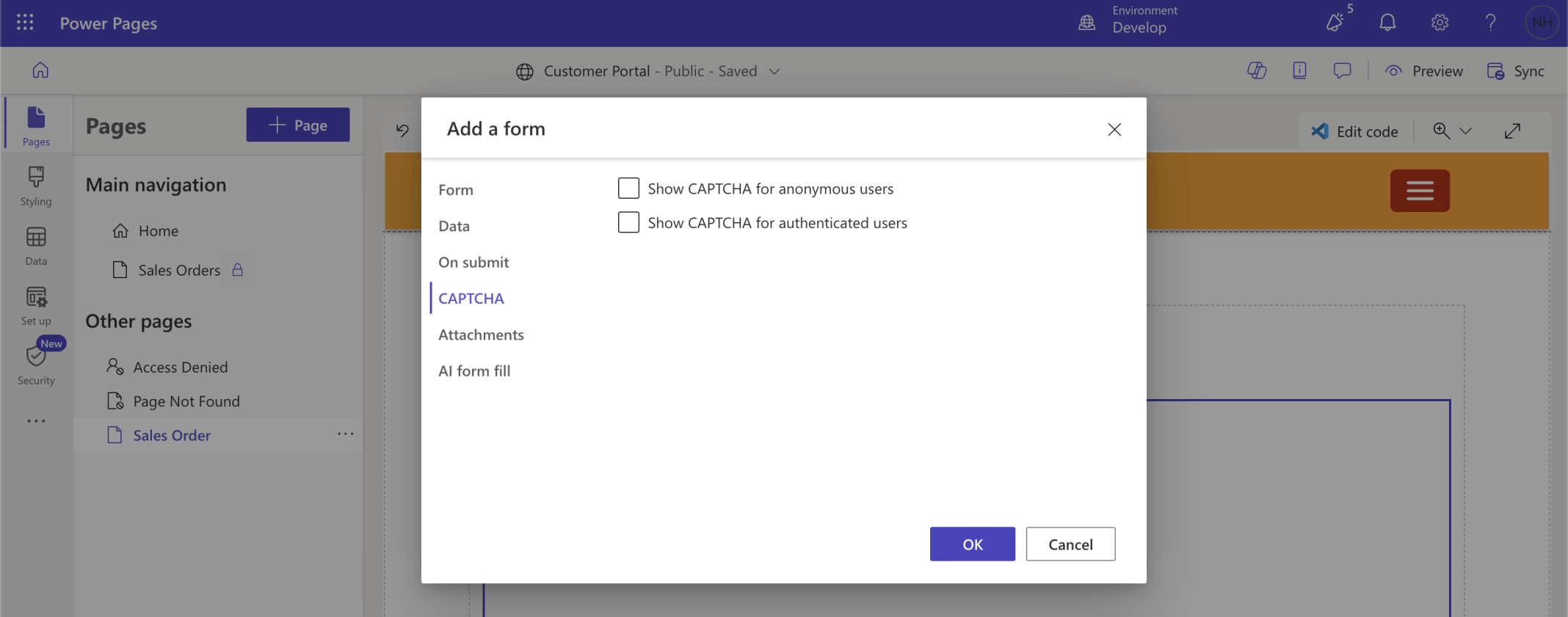I turned off the CAPTCHA