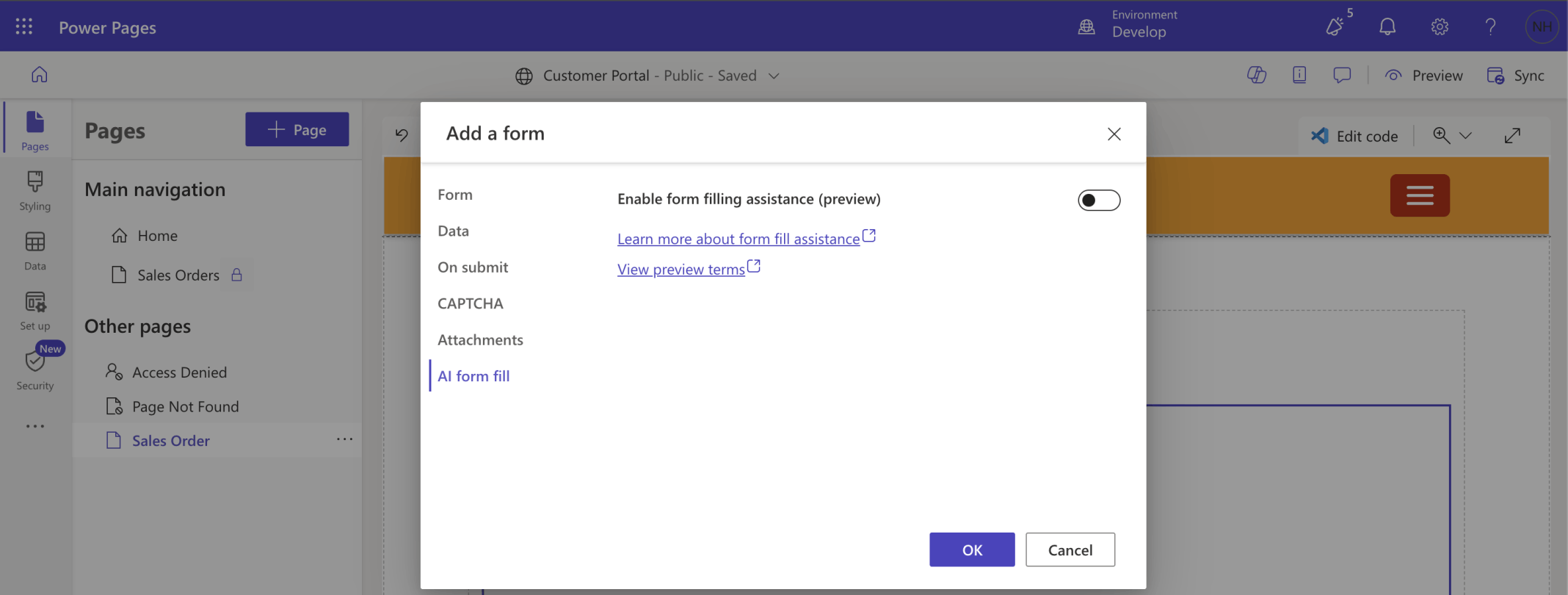 I turned off AI form fill