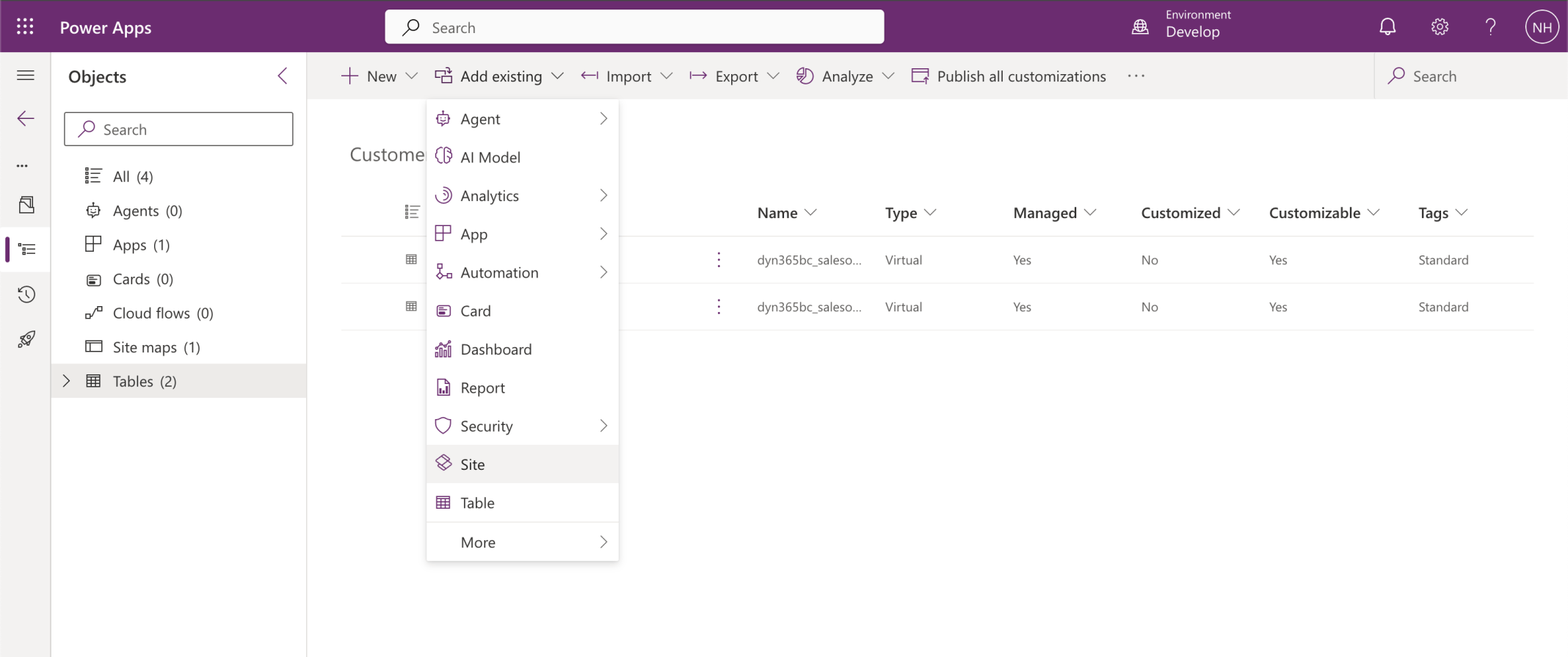 I added the Customer Portal Site to the solution