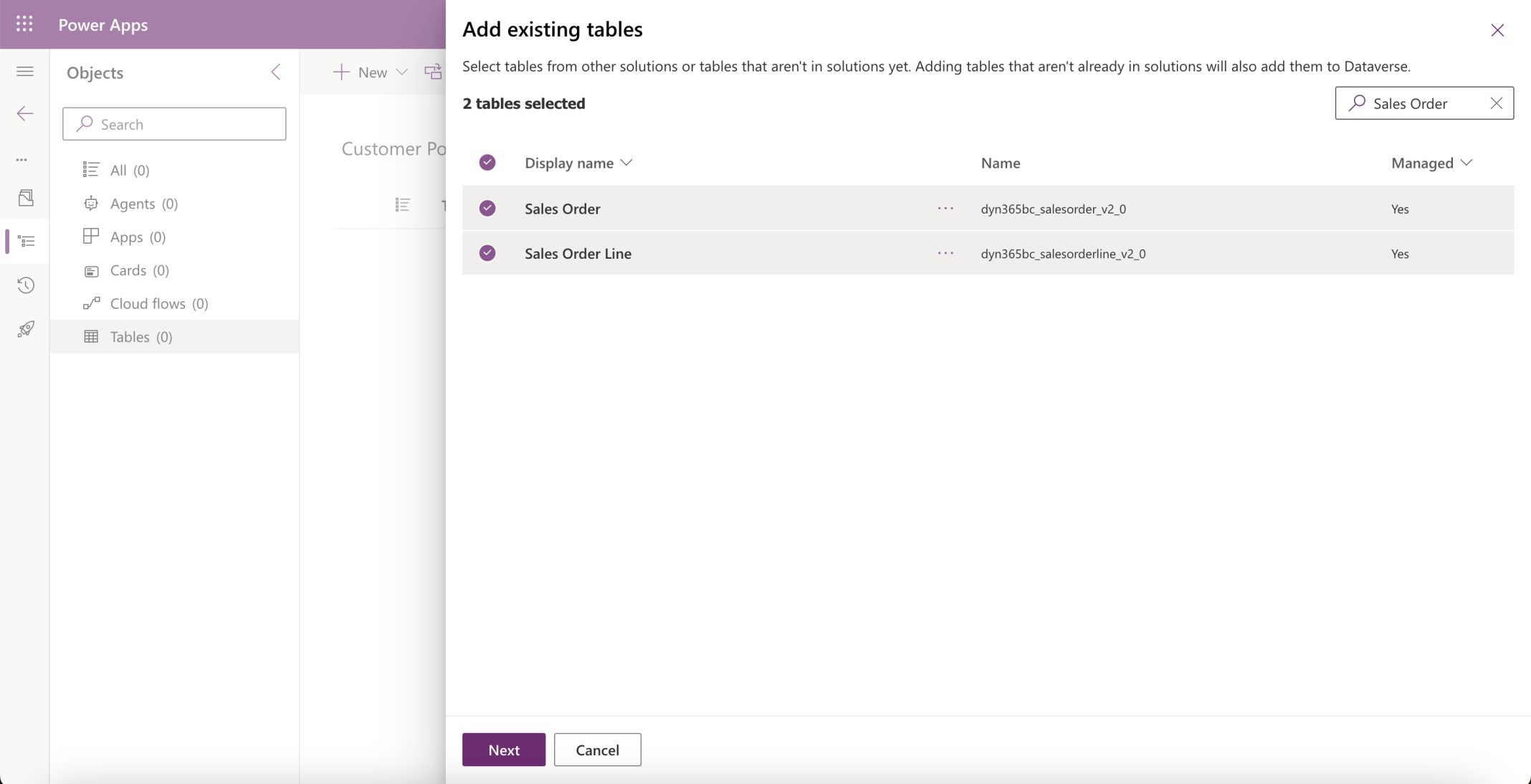I added the Sales Order and Sales Order Line tables