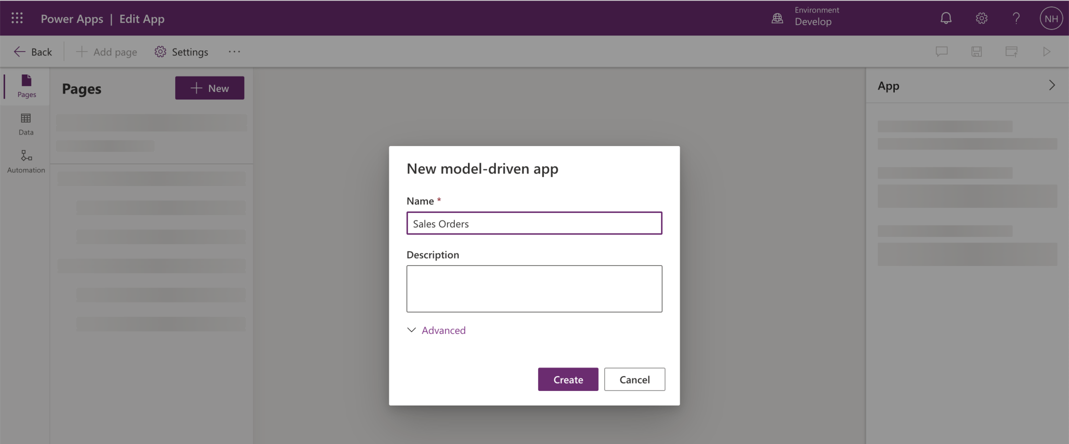I added a Sales Orders application to the solution