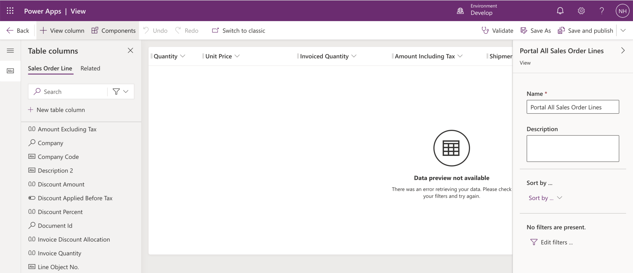I added a Portal All Sales Orders Lines view to the Sales Order Line table