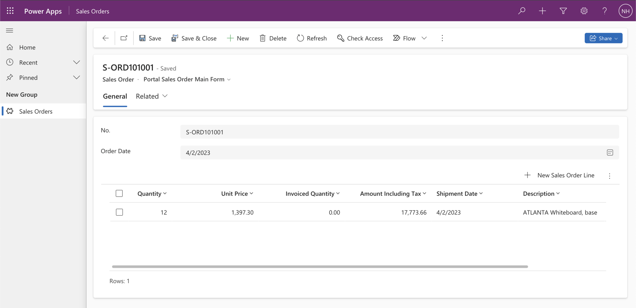 I reviewed the Sales Order Lines associated with the selected Sales Order