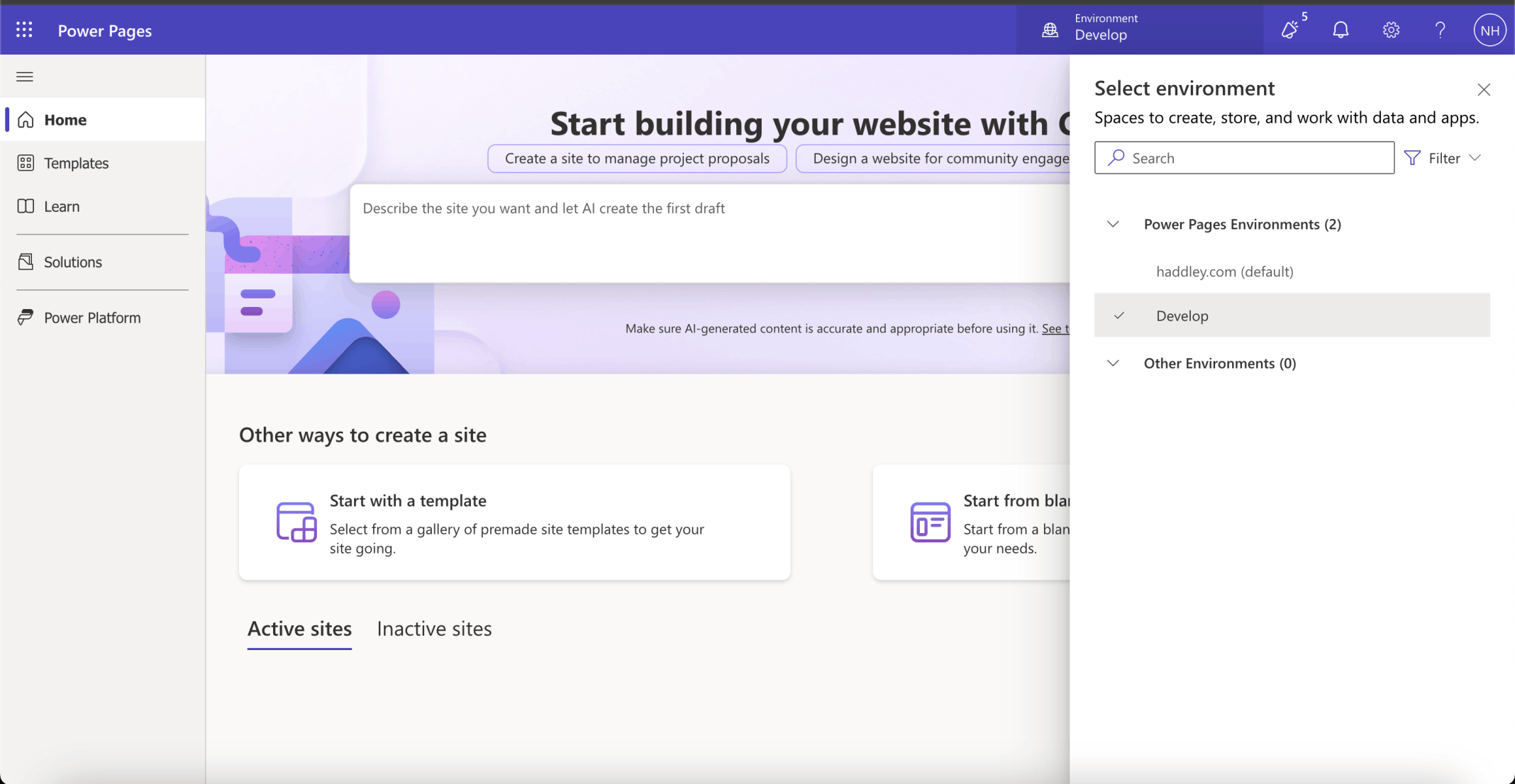 I navigated to https://make.powerpages.microsoft.com/