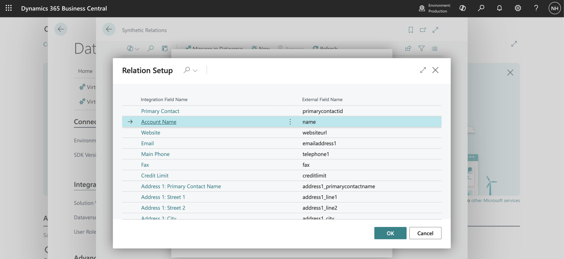 I selected the CRM Account | Account Name field