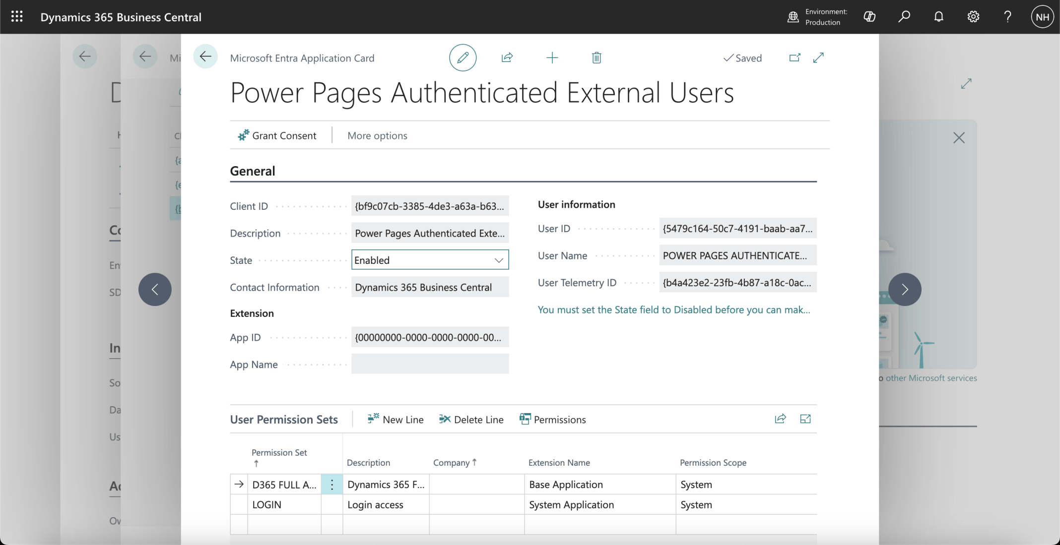 I updated the configuration of the Power Pages Authentication External Users Microsoft Entra Application