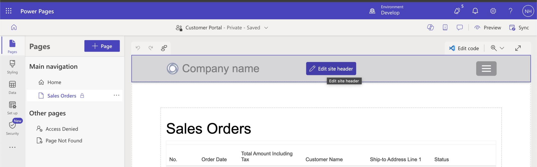 I used the Edit site header button to update the site title