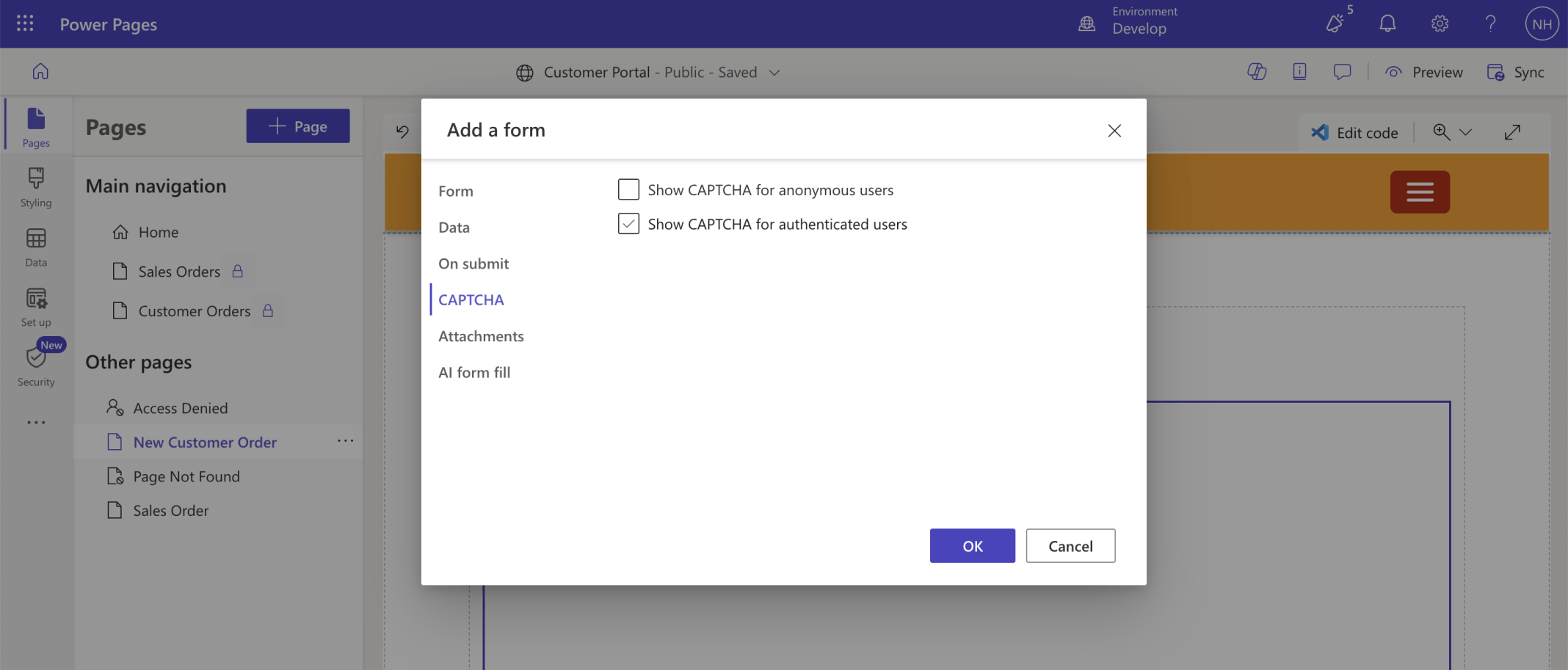 I disabled CAPTCHA
