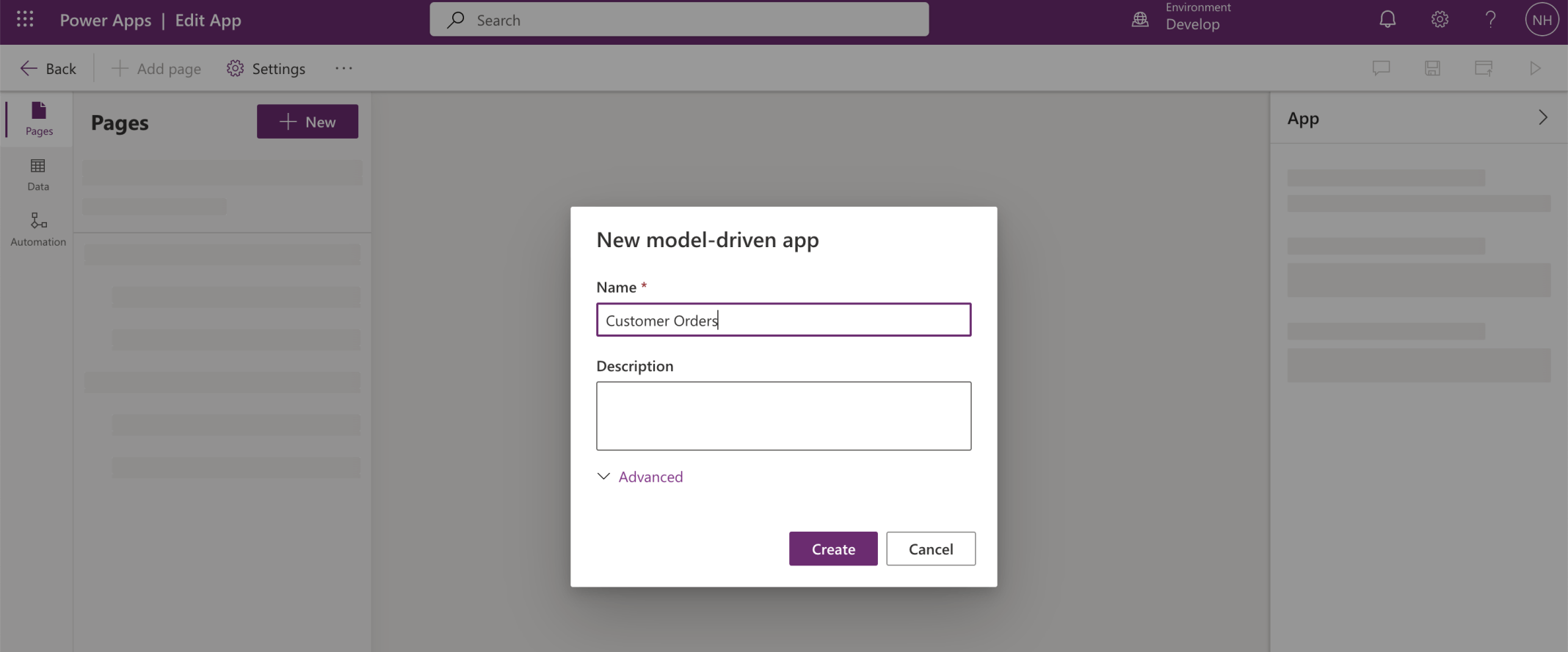 I created a Customer Orders app