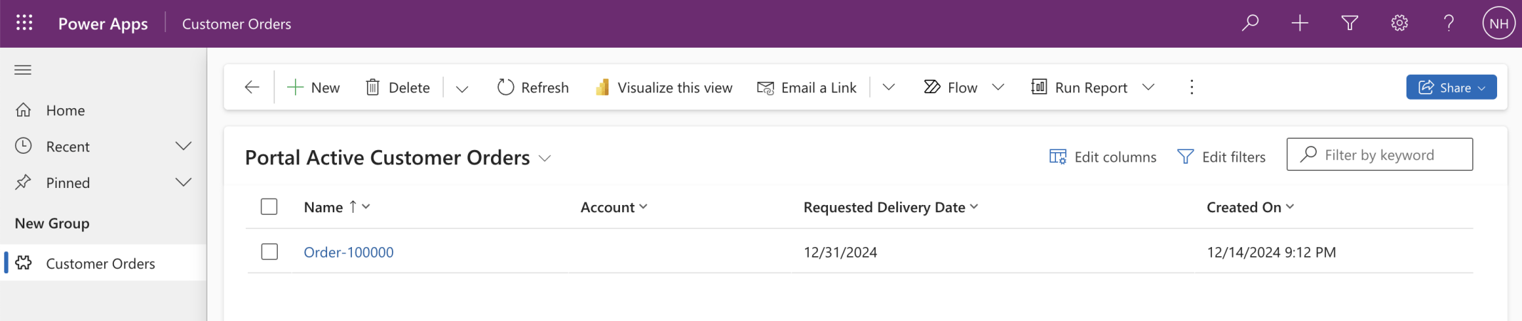 The Account value has not been provided