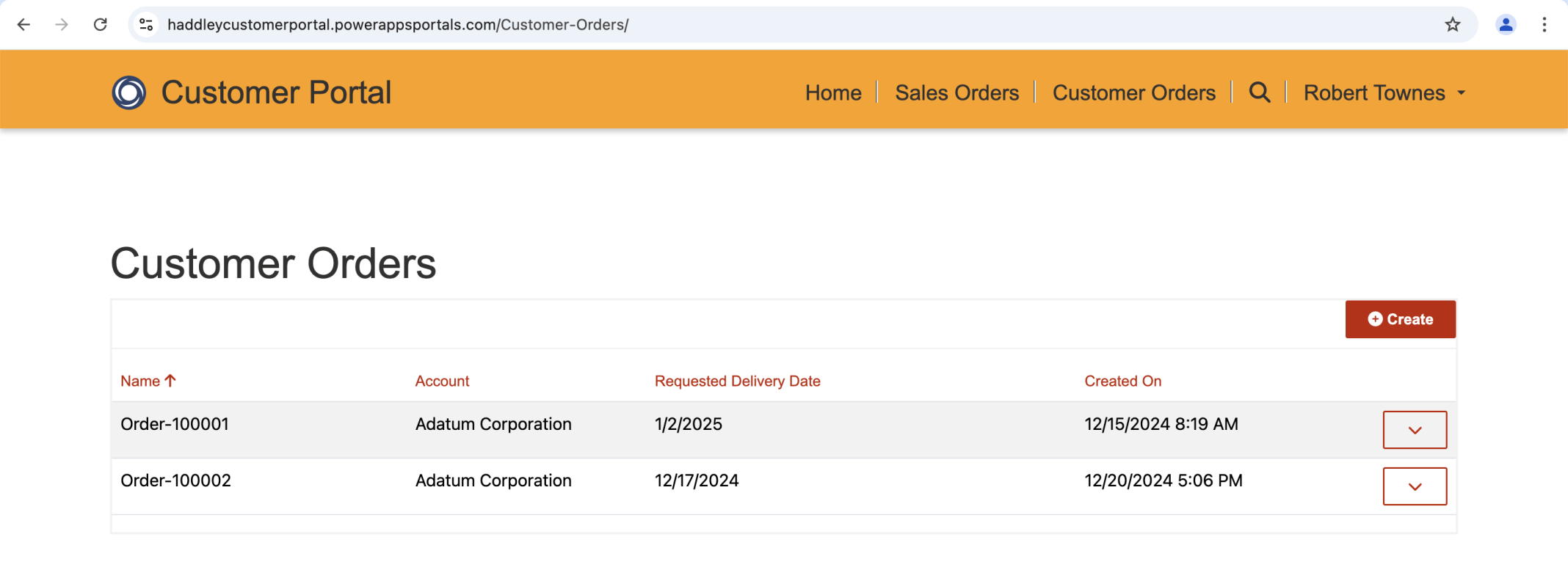 I clicked Submit on the Edit Page and was redirected to the Customer Orders page
