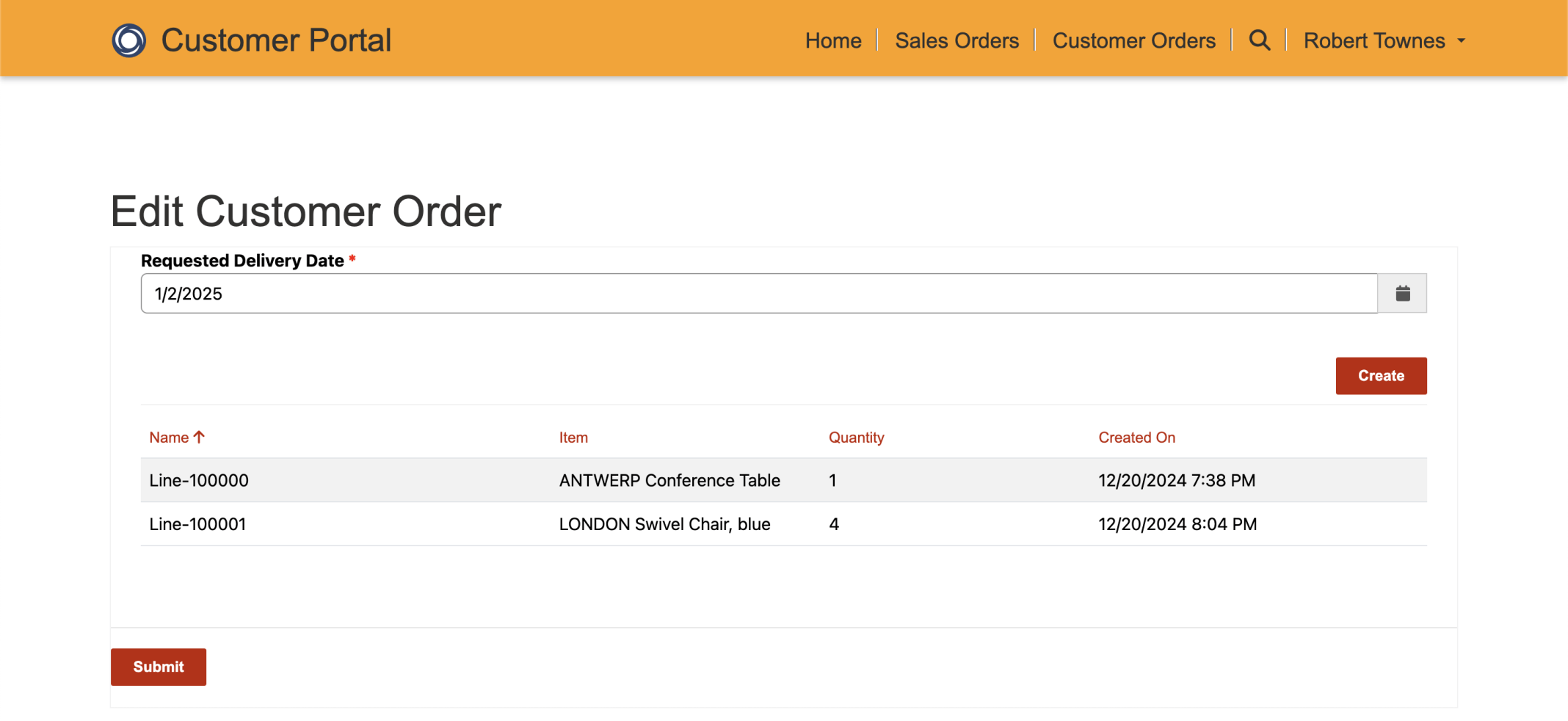 I was redirected back to the Edit Customer Order page