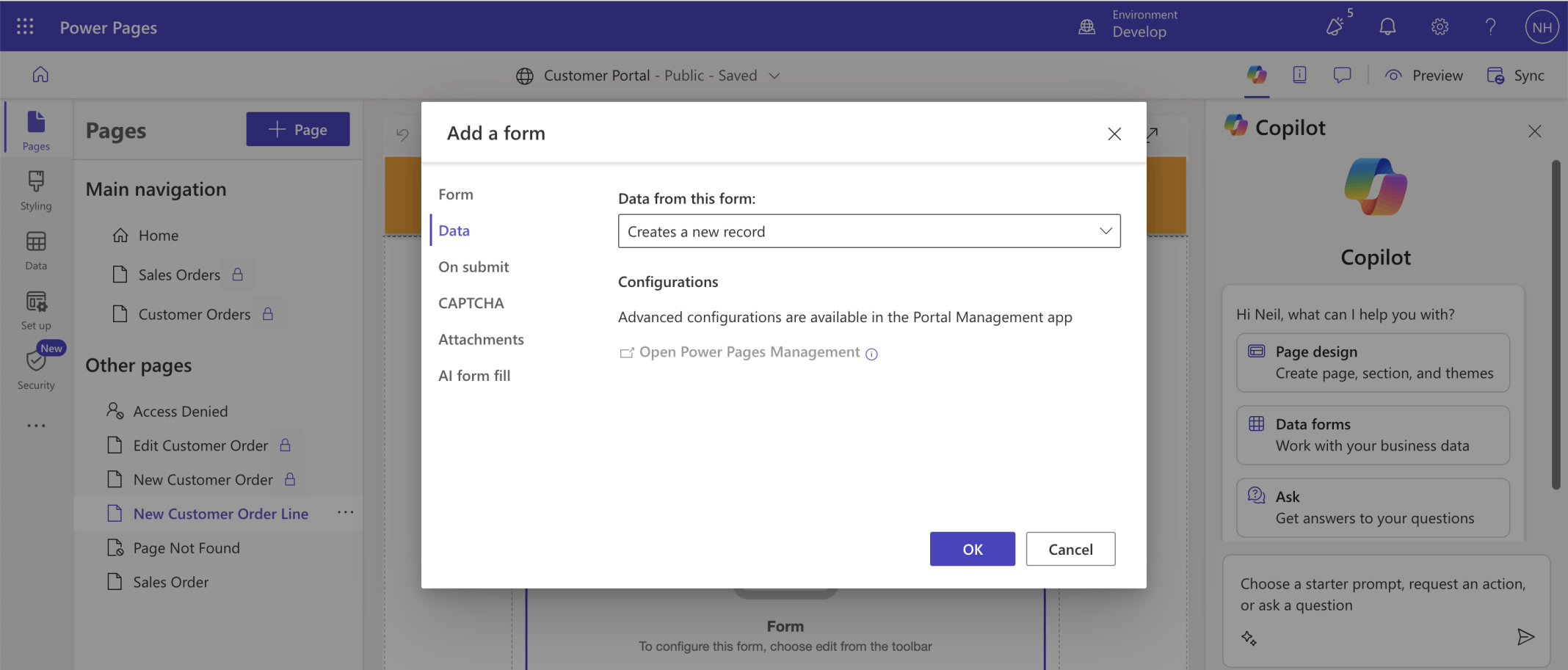 I selected the Creates a new record option