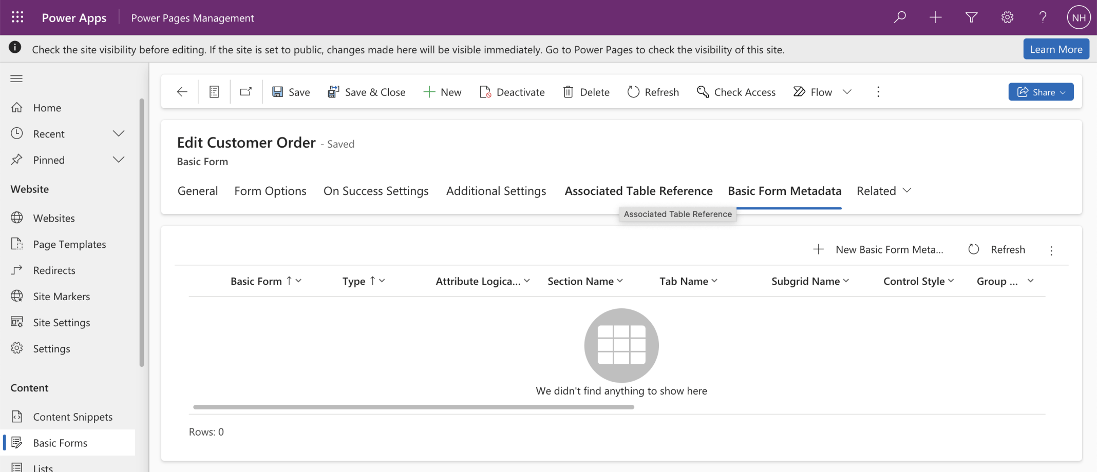 The Edit Customer Order form displays a Grid of related Customer Order Line records