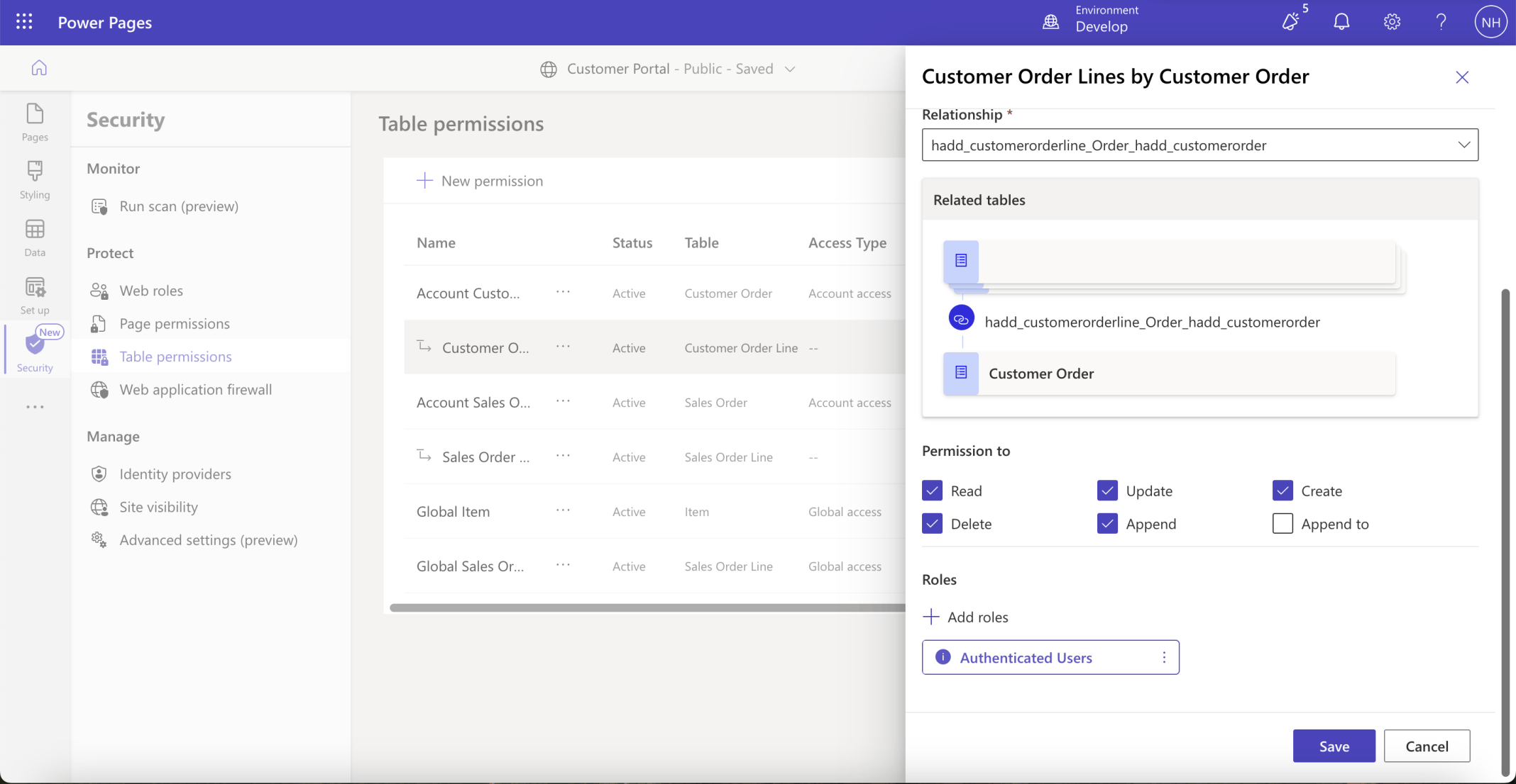Notice that the Append permission has been added